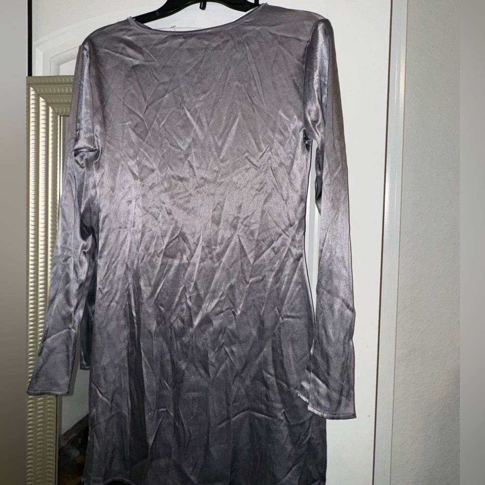 ZARA Satin Mini Dress Sliver NWT - Picture 5 of 8